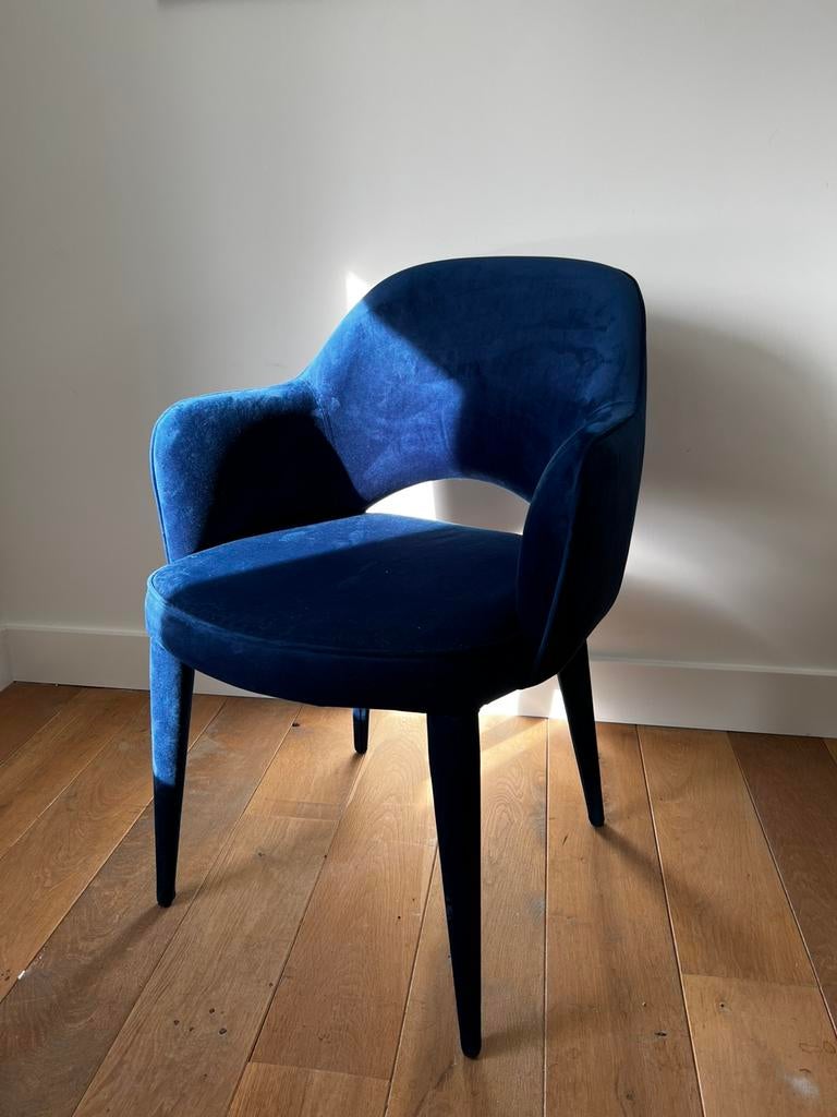 Pols potten stoel 2x, Twee, Blauw, Ophalen of Verzenden, Zo goed als nieuw