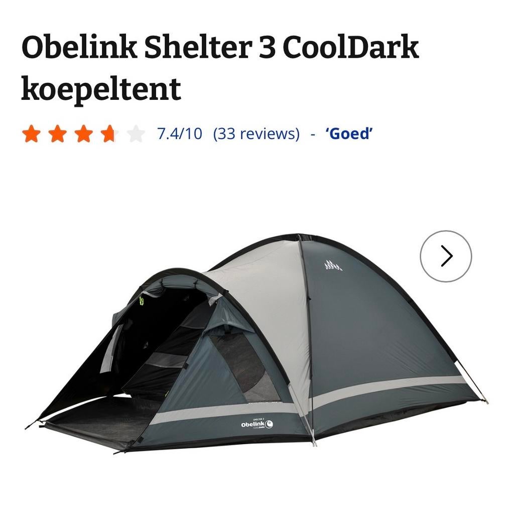 Obelink Shelter 3 koepeltent (geen cooldark!), Ophalen, Zo goed als nieuw, Tot en met 3