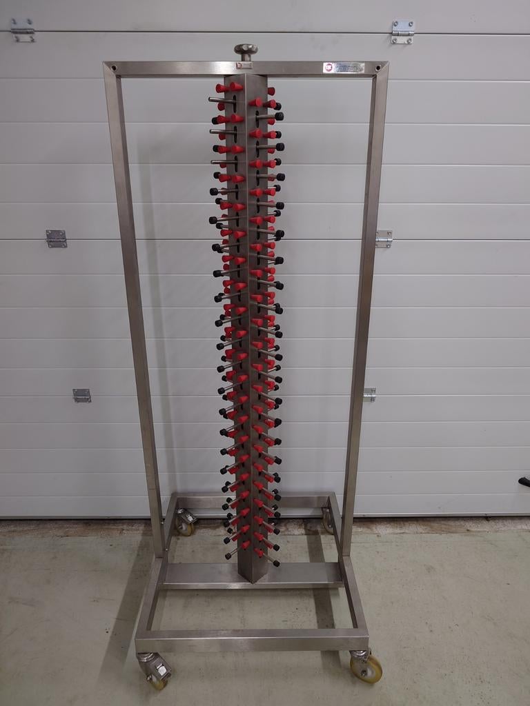 Draaibare RVS bordenwagen / bordenrek op wielen, Ophalen, Bordenrek, Zilver, Zo goed als nieuw