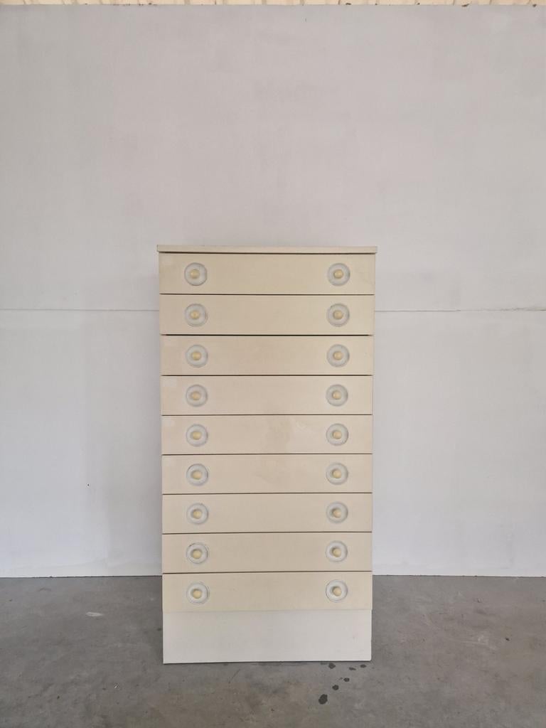 Vintage ladekastje tallboy wit, Ophalen, Gebruikt, 5 laden of meer, Onbekend