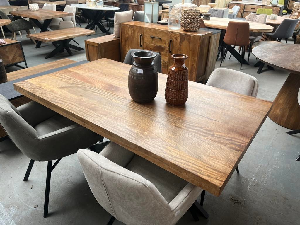 Magazijn leegverkoop eettafel mangohout matrix zwart 250, Hout, Nieuw, Ophalen of Verzenden, Info@wkhome.nl