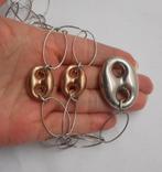 Zilveren bicolor ketting met grote schakels en hanger nr.094, Sieraden, Tassen en Uiterlijk, Met hanger, Verzenden, Zo goed als nieuw