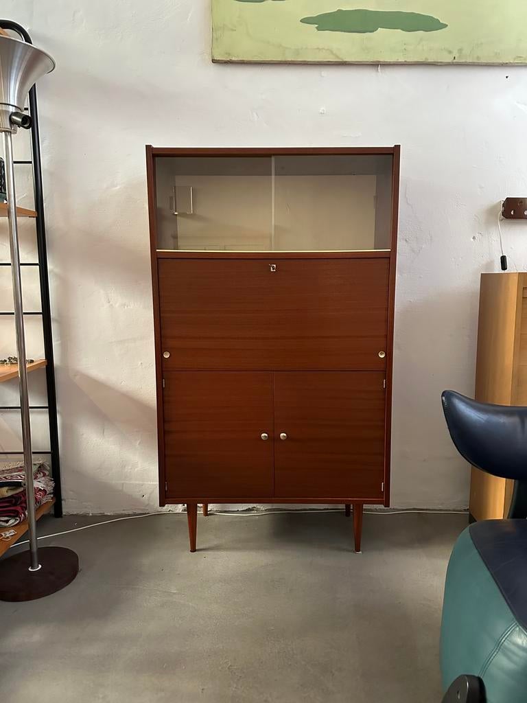 Mid century highboard, vintage houten kast, Ophalen, Gebruikt, -, Met deur(en)