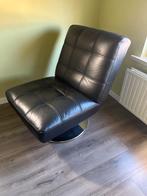 Zwarte leren draaistoel knibbeler - Comfortabel en stijlvol, Ophalen, Gebruikt, Zwart, Leer