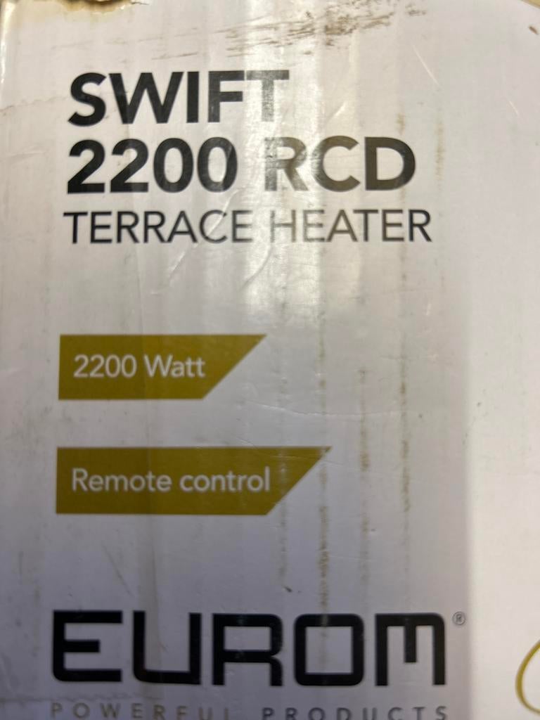 Eurom Swift 2200 RCD Terrasverwarmer 2200W met afstandsbedie, Tuin en Terras, Elektrisch, Nieuw, Ophalen of Verzenden, Waterbestendig