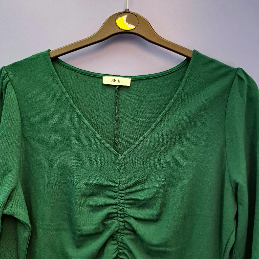 Anna van Toor jurk effen mos groen rimpelstukje maat L 48264, Anna van Toor, Anna van Toor, ., Maat 42/44 (L)