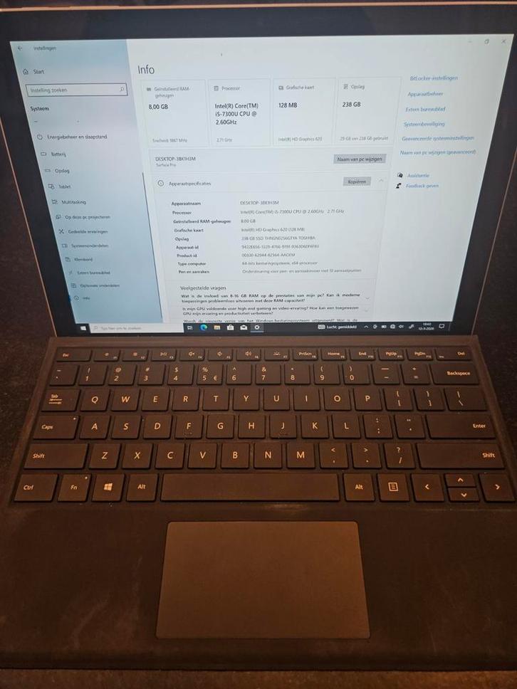 Microsoft Surface Pro 5 (i5, 8GB RAM, 256GB SSD), Computers en Software, Windows Tablets, Zo goed als nieuw, 12 inch, Ophalen of Verzenden