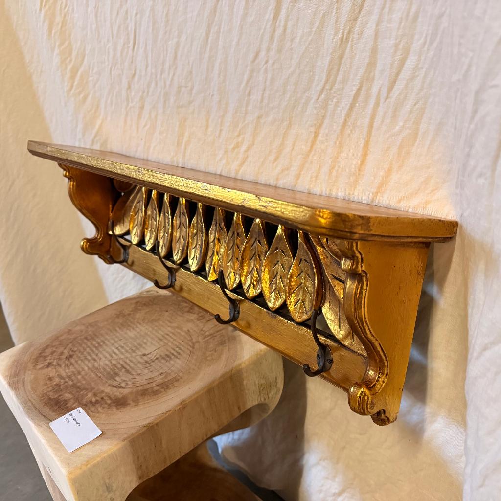 Brocante houten kapstok  - 75 cm – goud - bij TTM Wonen, Huis en Inrichting, Woonaccessoires | Kapstokken, Wandkapstok, TTM Wonen, Meubels – (Perzische) Tapijten en Woonaccessoires