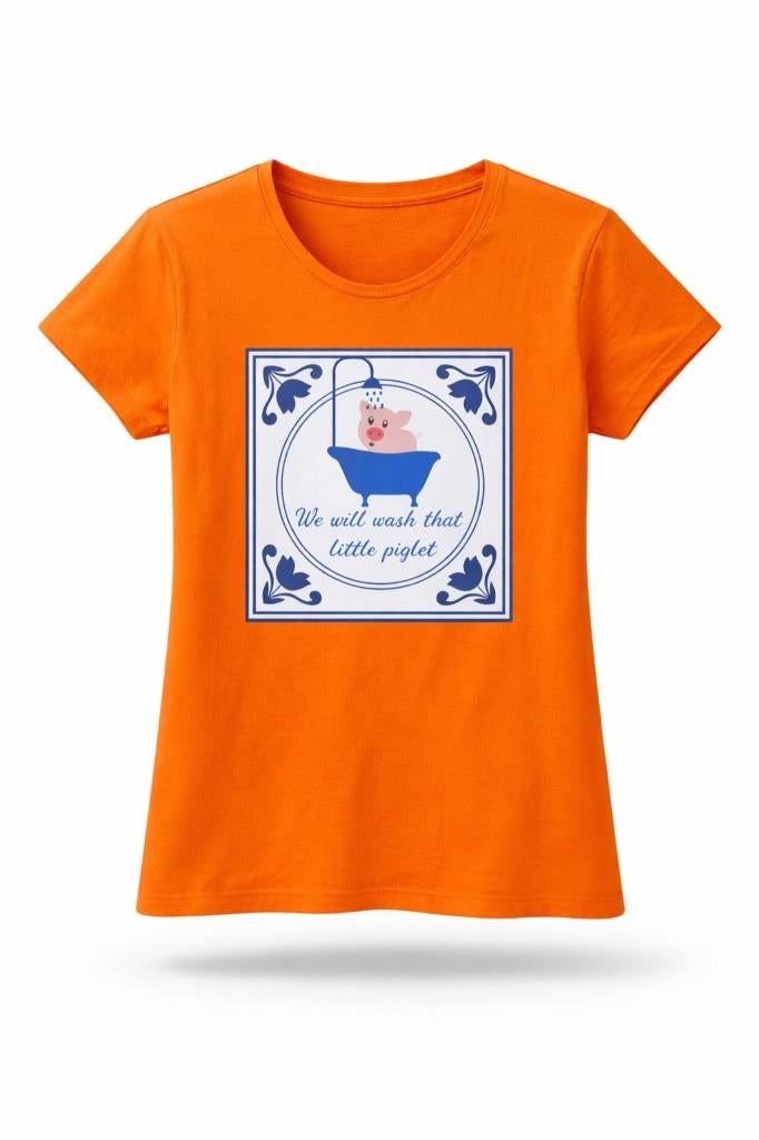 Partij 363 oranje dames t-shirts met slogan - Koningsdag, NHP International, Maat 42/44 (L), Nieuw, Ophalen of Verzenden