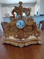 Antieke Pendule met Ruiter en Paard - Verguld Brons, Ophalen of Verzenden