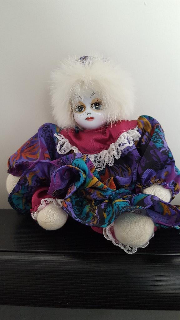 pierrot / pop porseleinen hoofd, Verzamelen, Ophalen of Verzenden, Zo goed als nieuw, Pop