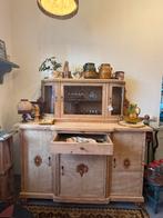 Brocante buffetkast / vitrinekast - 2 delig, Huis en Inrichting, Ophalen, Gebruikt, Met lade(s), 150 tot 200 cm