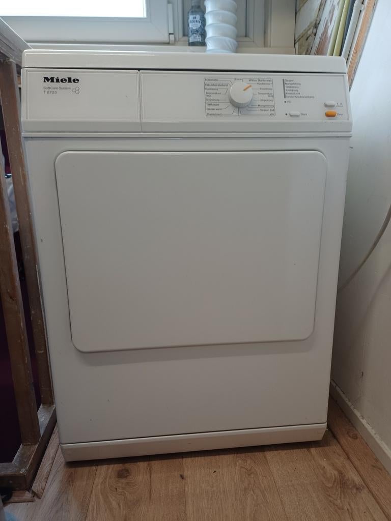 Miele T 8703 Luchtafvoer Wasdroger, Witgoed en Apparatuur, Wasdrogers, Gebruikt, Luchtafvoer, Voorlader, 6 tot 8 kg, 85 tot 90 cm