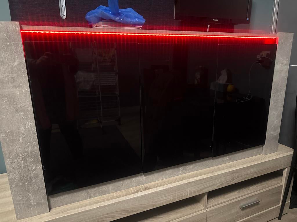 Kast met verlichting, Huis en Inrichting, Kasten | Dressoirs, Ophalen, Overige materialen, Gebruikt, 150 tot 200 cm