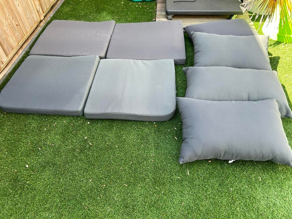 Kussens voor tuinlounge set - Grijs, Ophalen, Gebruikt, Grijs, Rechthoekig