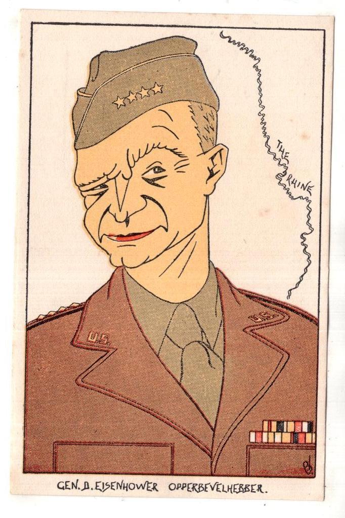 Generaal Eisenhouwer  2e Wereldoorlog Cartoon Ansichtkaart, Verzenden, 1920 tot 1940, Ongelopen