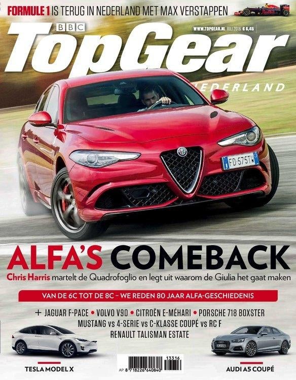 Topgear 133 2016 ( NL ): Alfa Romeo - Lexus RC - Porsche 718, Ophalen of Verzenden, Gelezen, Algemeen