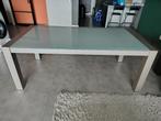 Robuuste Design Eettafel (200x100)–Zilver/Brons met Melkglas, Huis en Inrichting, Tafels | Eettafels, Ophalen, Gebruikt, 100 tot 150 cm