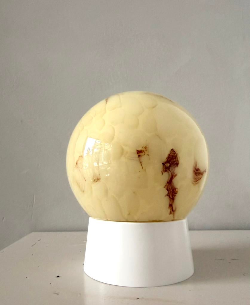 Vintage marmeren bollamp, Huis en Inrichting, Lampen | Plafondlampen, Ophalen of Verzenden, Zo goed als nieuw