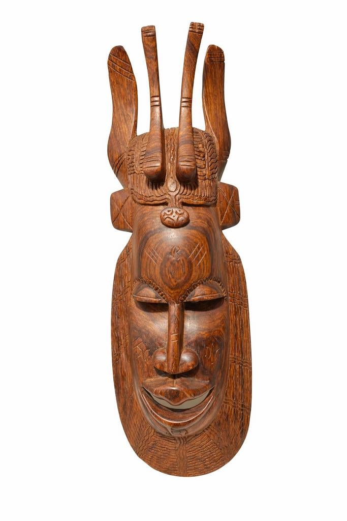 Groot handgesneden wandmasker hout – Afrikaans stijl – 60 cm, Ophalen of Verzenden