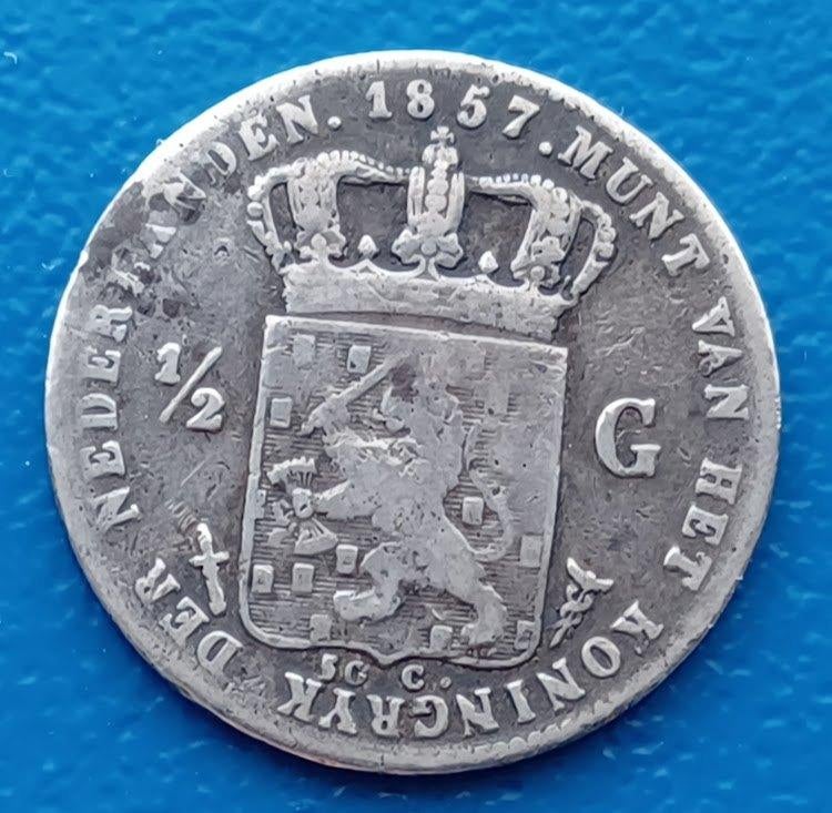 1/2 gulden 1857 - Willem III, Postzegels en Munten, Munten | Nederland, ½ gulden, Koning Willem III, Verzenden, Zilver