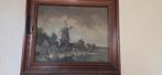 Oud schilderij met molen en waterlandschap, Antiek en Kunst, Kunst | Schilderijen | Klassiek, Ophalen of Verzenden