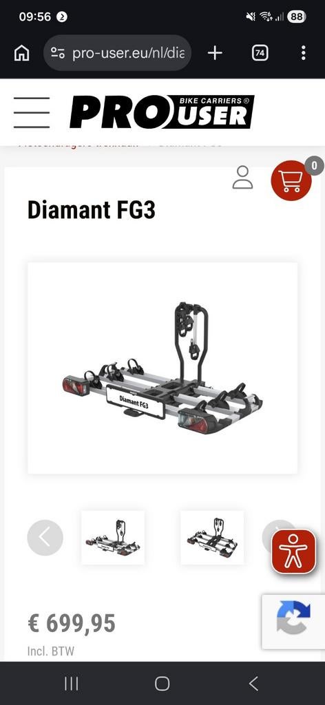 Pro User Diamant FG3 fietsdrager  4 x gebruikt ,nieuw model, Auto diversen, Ophalen, 3 fietsen of meer, Elektrische fiets, Zo goed als nieuw