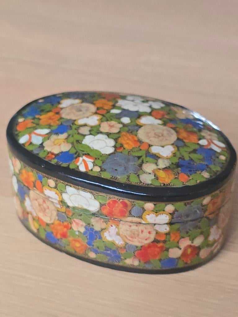 Vintage antiek papier maché sieradendoosje / bijouterie doos, Ophalen of Verzenden, Overige