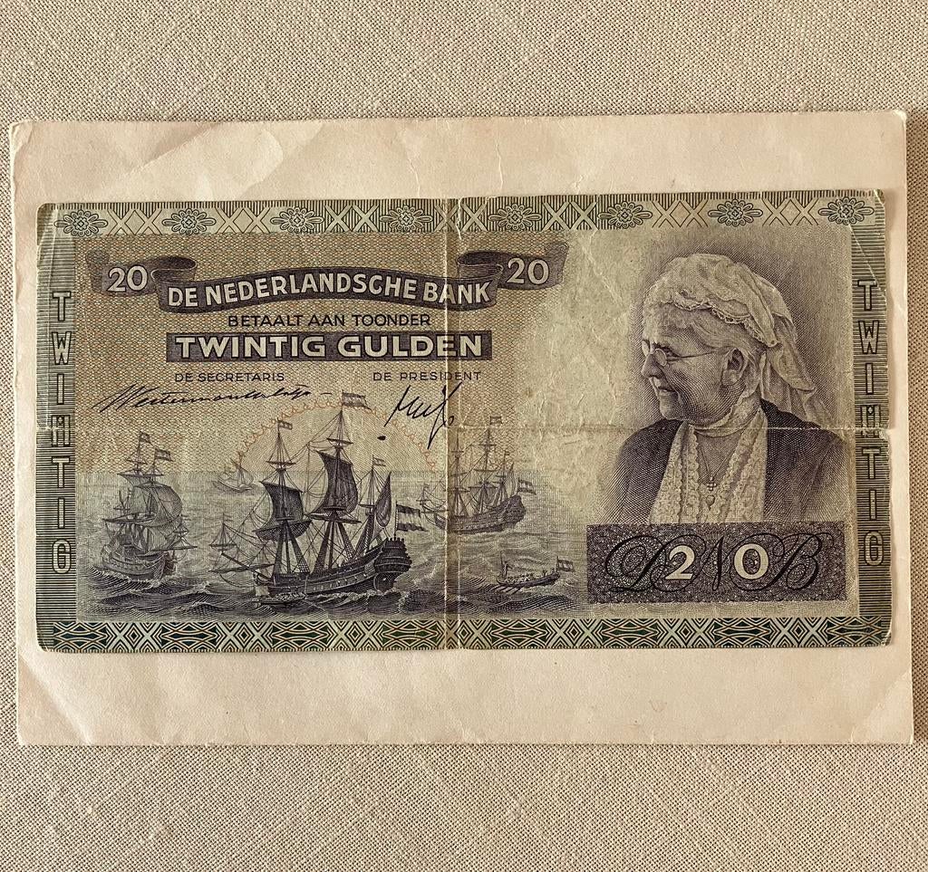 Koningin Emma op 20 gulden biljet uit 1941, Ophalen of Verzenden, Los biljet