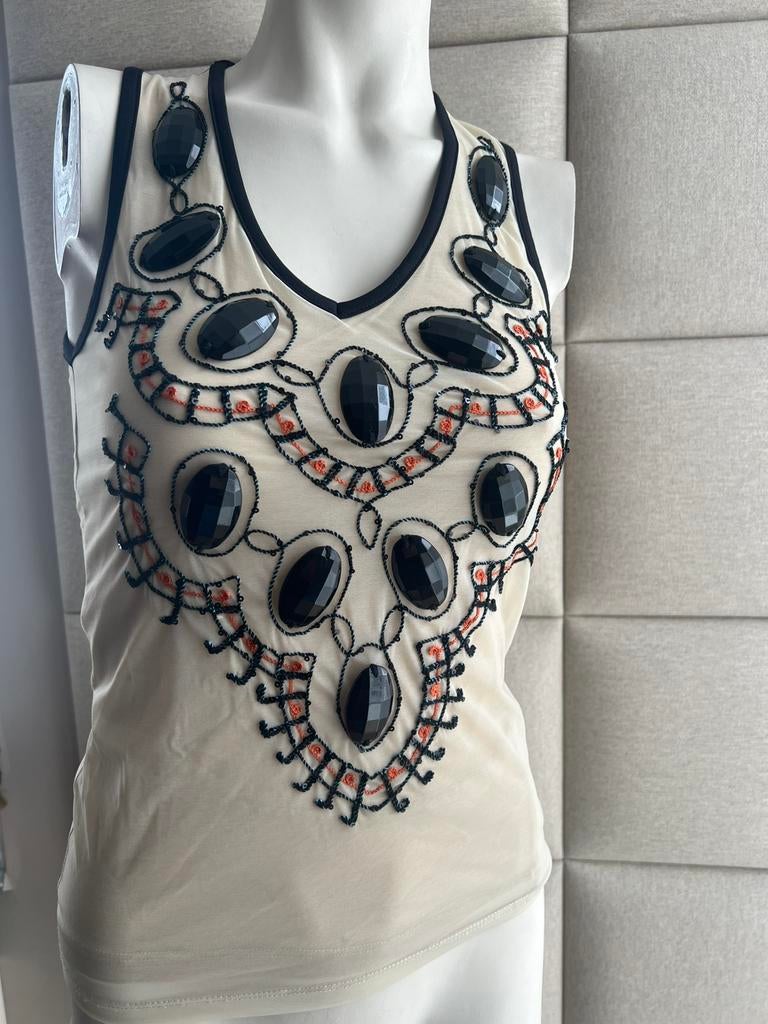 Legatte Jeans mooie top/ zwarte stenen/ maat 36, Verzenden, Zwart, Zo goed als nieuw, Maat 36 (S)