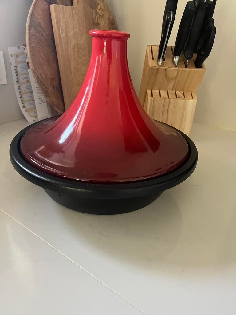 Tajine le creuset, Ophalen of Verzenden, Zo goed als nieuw, Gietijzer, Koekenpan of Braadpan