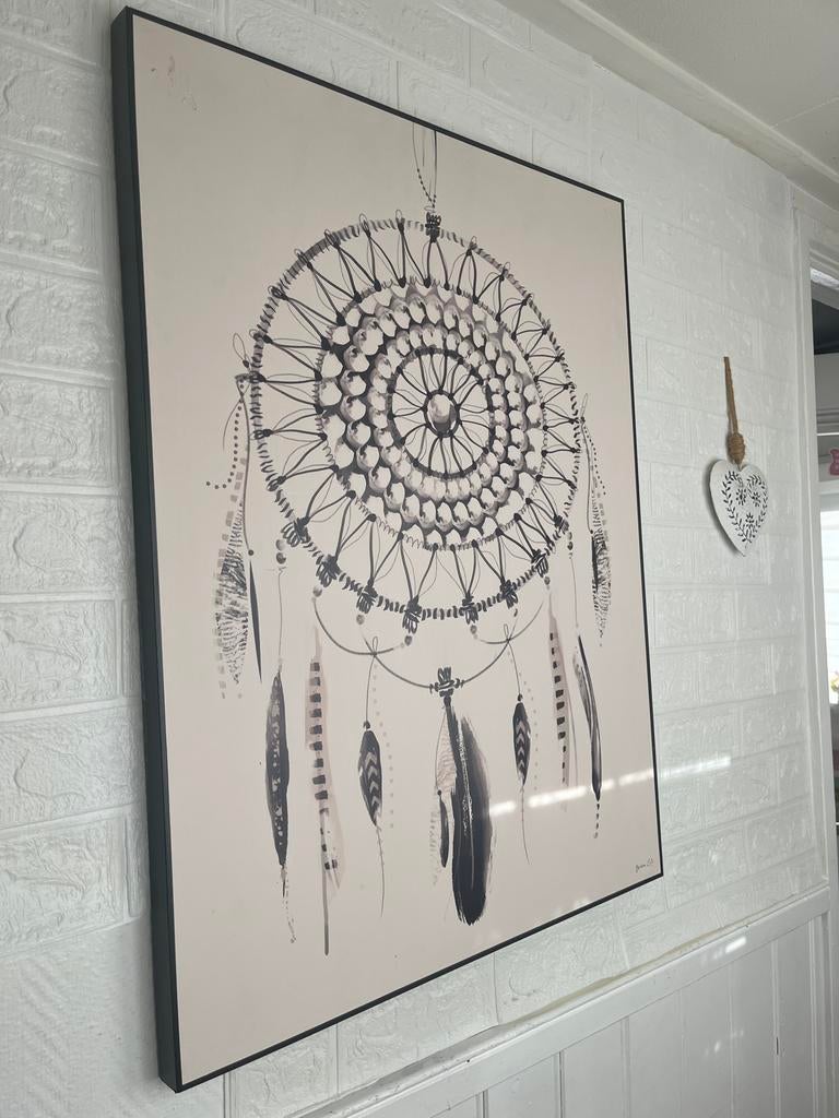 Grote Dromenvanger Canvas Schilderij - Zwart/Wit, Ophalen, Zo goed als nieuw, Schilderij, 75 cm of meer