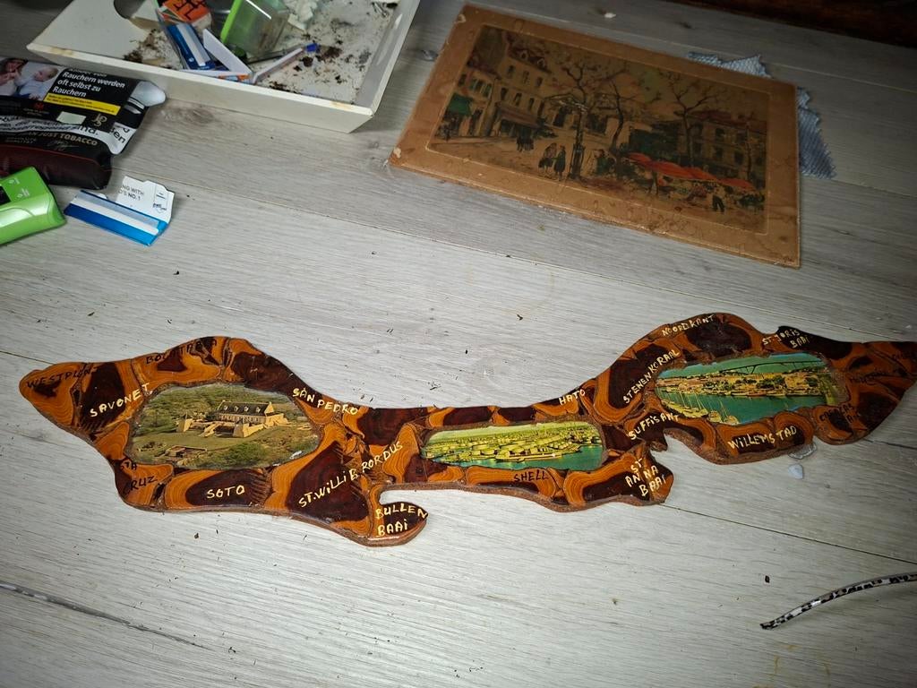 Vintage houten souvenir van Curaçao, Ophalen of Verzenden, Gebruikt