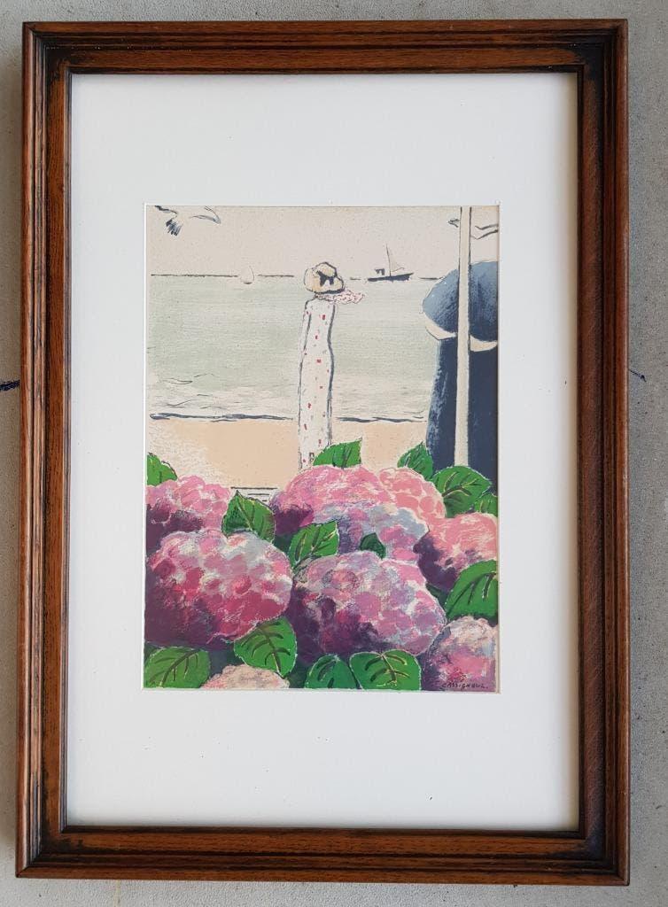 Cassigneul DEAUVILLE AUX HORTENSIAS Litho Gesigneerd, Antiek en Kunst, Kunst | Litho's en Zeefdrukken, Ophalen of Verzenden