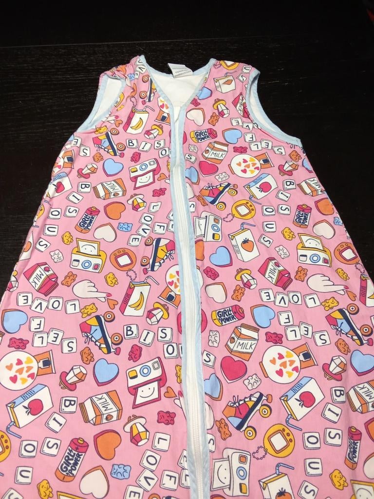 Babyinn Kinderslaapzak Extra Groot - Roze met leuke print, Ophalen of Verzenden, Gebruikt, 100 cm of meer, Slaapzak