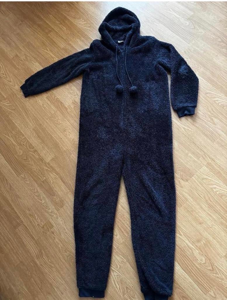 Hema onesie huispak donkerblauw teddy maat S, Ophalen of Verzenden, Zo goed als nieuw, Maat 36 (S), Blauw