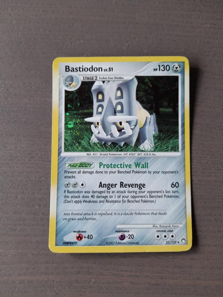 2007 mysterious treasures 21/123 bastiodon holo, Ophalen of Verzenden, Gebruikt, Losse kaart, Foil