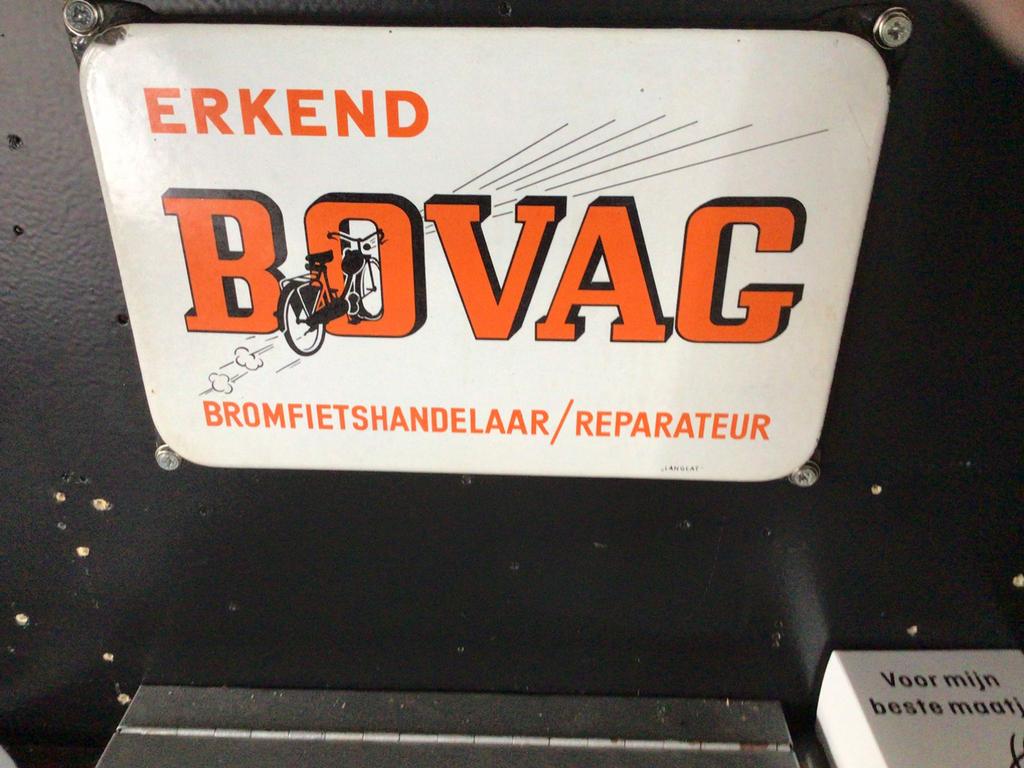 Mooi emaille bordje bovag bieden van af 50, Ophalen of Verzenden