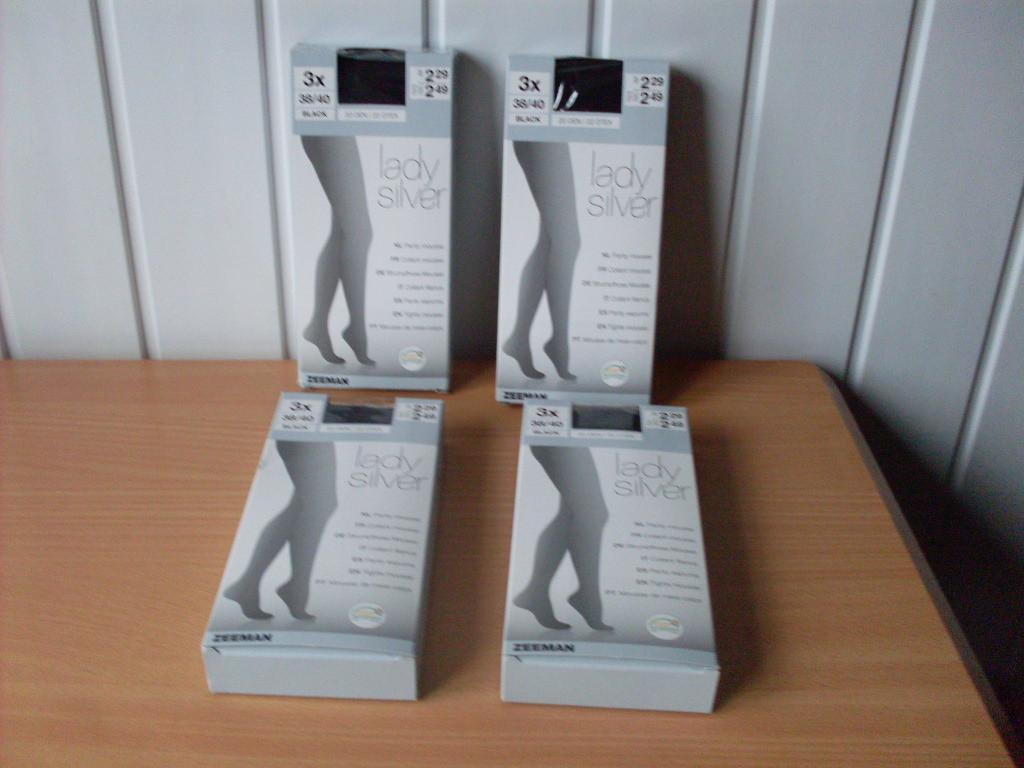 4 doosjes met 12 zwarte panty's, Ophalen, Zeeman, Zwart, Nieuw