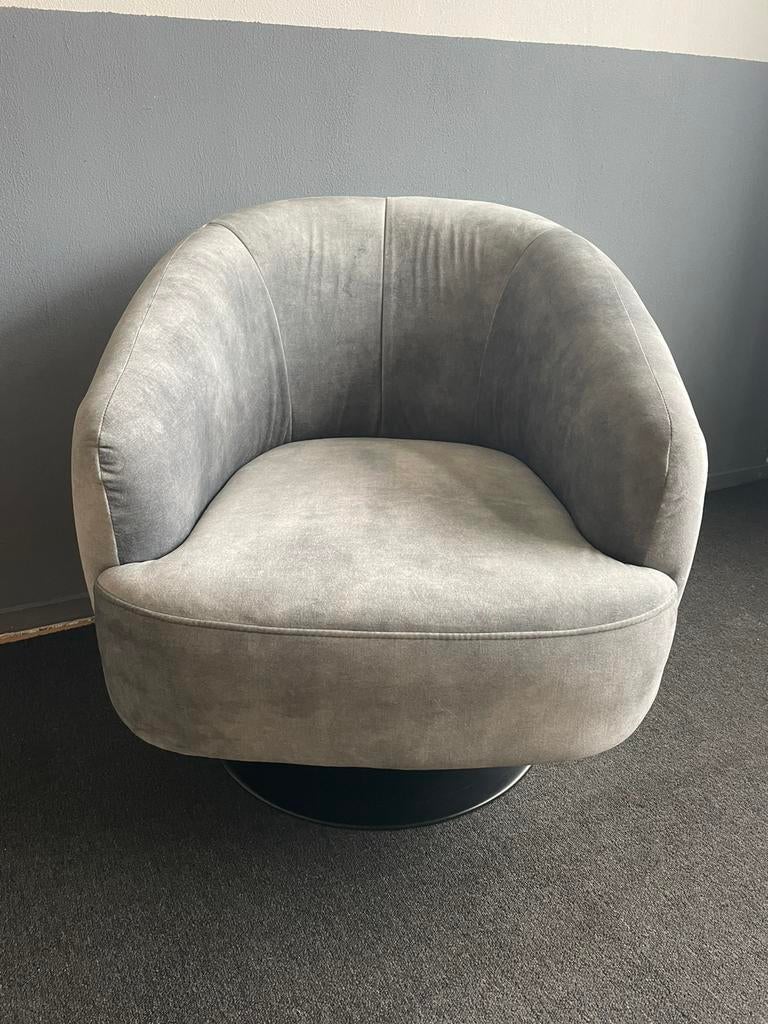 Licht grijze draai Fauteuil, Ophalen, Minder dan 75 cm, Zo goed als nieuw, Stof