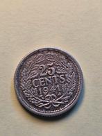 Zilveren 25 Cents Munt 1941 Koningin Wilhelmina, Zilver, 25 cent, Ophalen of Verzenden, Koningin Wilhelmina