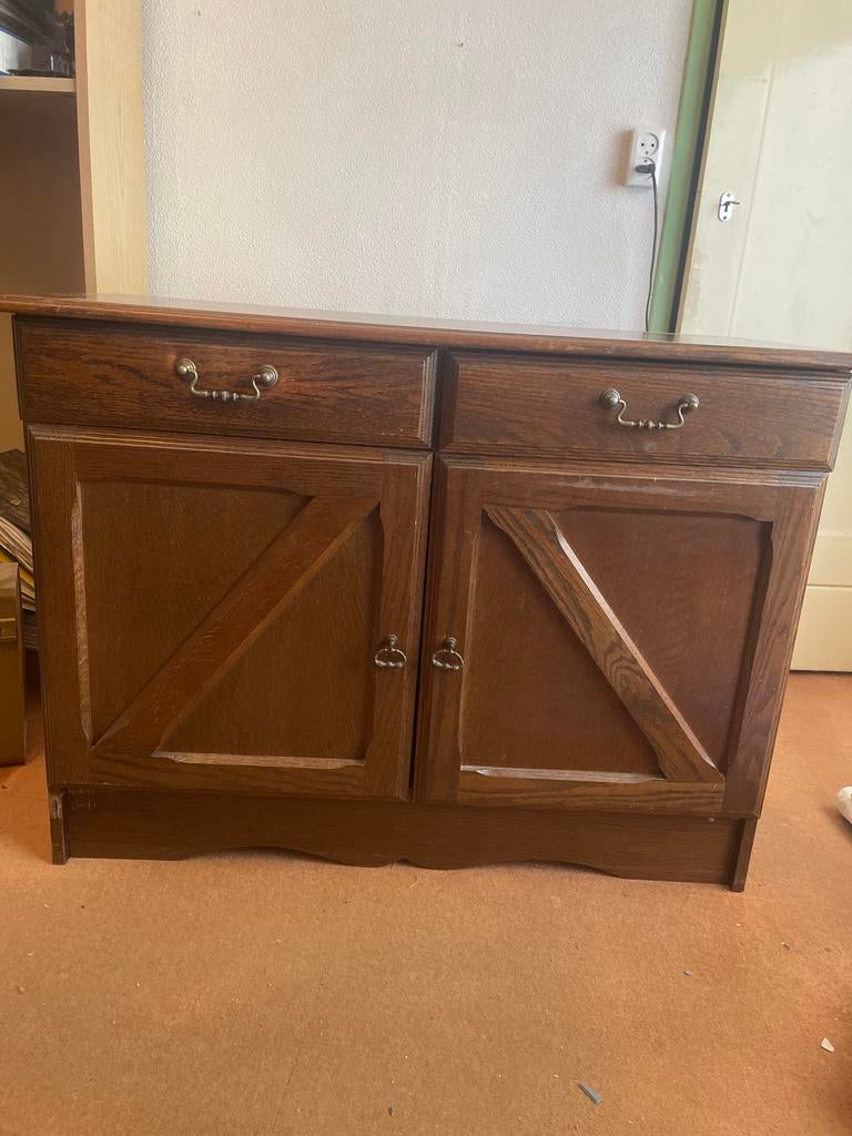 eiken kastje met lades en deuren, Ophalen, Gebruikt, 100 tot 150 cm, Eikenhout