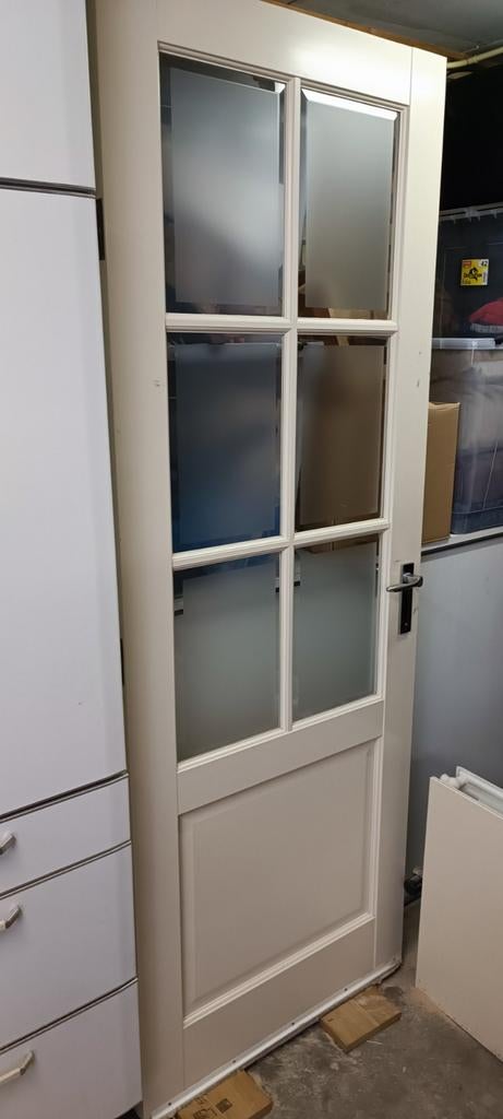 Stompe deur met mat glas, gratis, Ophalen, Glas, Binnendeur, 200 tot 215 cm