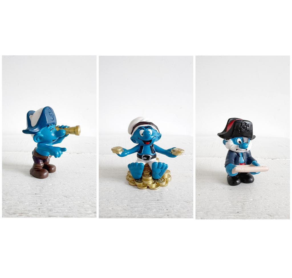 3x piraten smurf 2013 schleich, Ophalen of Verzenden, Zo goed als nieuw, Verschillende Smurfen, Poppetje, Figuurtje of Knuffel