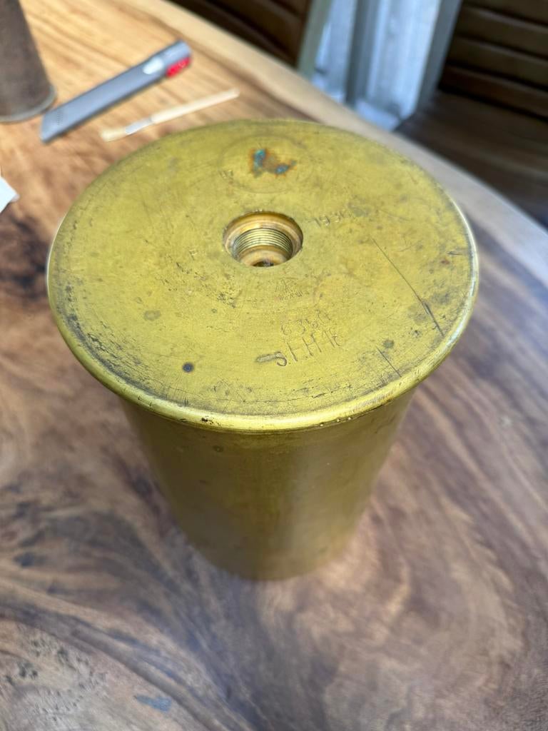 Duitse 15cm messing Sfh18 huls, Verzamelen, Ophalen of Verzenden, Duitsland, Hulzen of Bodemvondsten