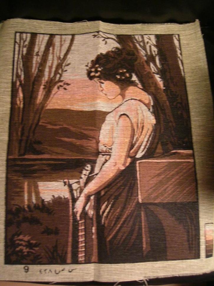 NIEUW stramien, een vrouw bij bomen 9. Verkoop Ook DMC garen, Hobby en Vrije tijd, Borduren en Borduurmachines, Nieuw, Onderdeel of Toebehoren