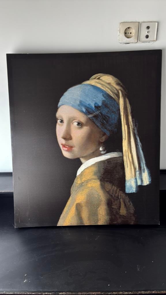 Doek “meisje met de parel” ca 60x70, Huis en Inrichting, Ophalen, 50 tot 75 cm, Zo goed als nieuw, Schilderij
