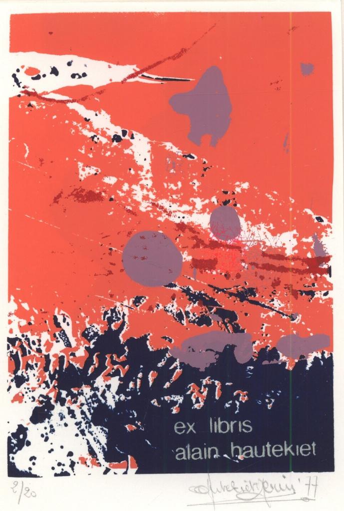 2044 Ex Libris België : Alain Hautekiet, 1977, Antiek en Kunst, Verzenden