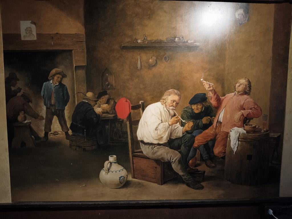 Groot schilderij op board, gesigneerd René Halbe '99, Antiek en Kunst, Kunst | Schilderijen | Klassiek, Ophalen of Verzenden