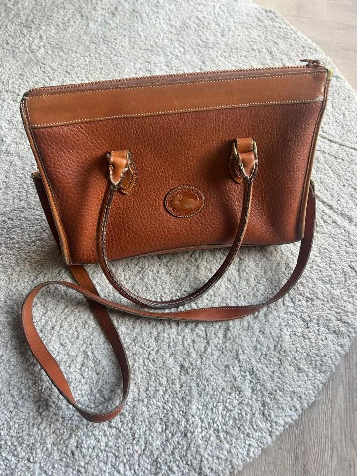 Vintage Dooney & Bourke Handtas Leer Bruin, Sieraden, Tassen en Uiterlijk, Tassen | Damestassen, Gebruikt, Handtas, Bruin, Ophalen of Verzenden
